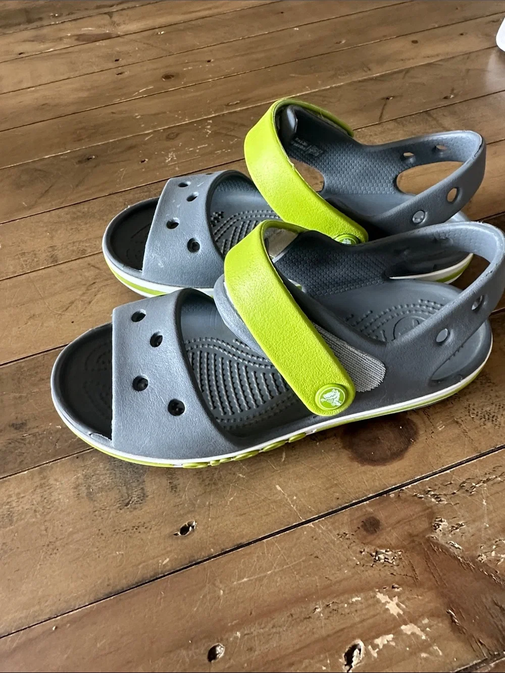Kids Grey and Lime Green Comfort croc Sandals